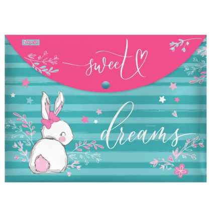 Папка-конверт 1Вересня на кнопці А4 "Bunny" ЦІНА ЗА 1 ПАПКУ