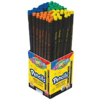 Олівці чорнографітні з гумкою зірочки 72шт туба COLORINO