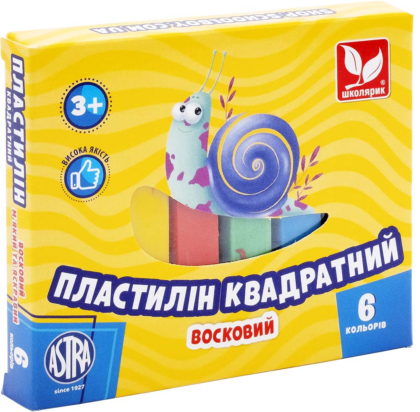 Пластилін квадратний восковий 6 кольорів