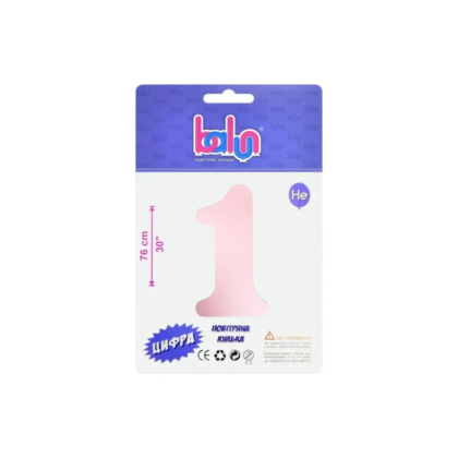 Фольгована кулька 30"   "Цифра 1" sugar pink