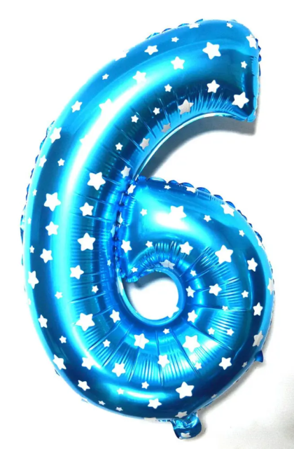 Фольгована цифра "6" блакитна