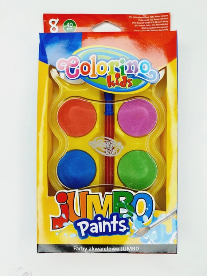 Фарби акварельні JUMBO 8 кол.+пензликCOLORINO/12/