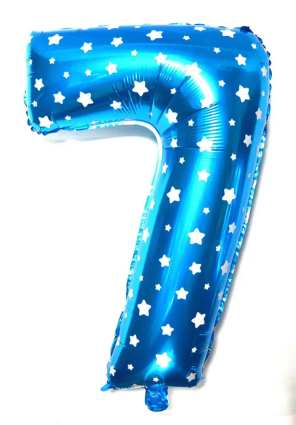Фольгована цифра "7" блакитна