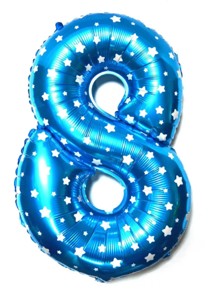 Фольгована цифра "8" блакитна