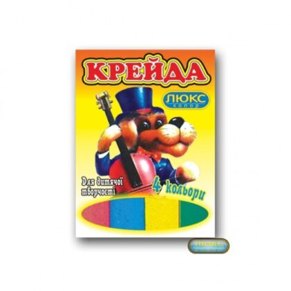Мел цветной_4цв. квадр. № КК.1404(904) " Мел" 70*15*10мм карт. уп "ЛЮКС КОЛОР"/72бл