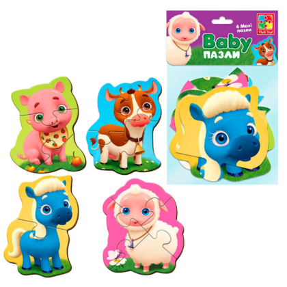 Бебі MAXI пазли картонні в пакеті  "Ферма" VT 1722-17 (8)  "Vladi Toys" в пакеті