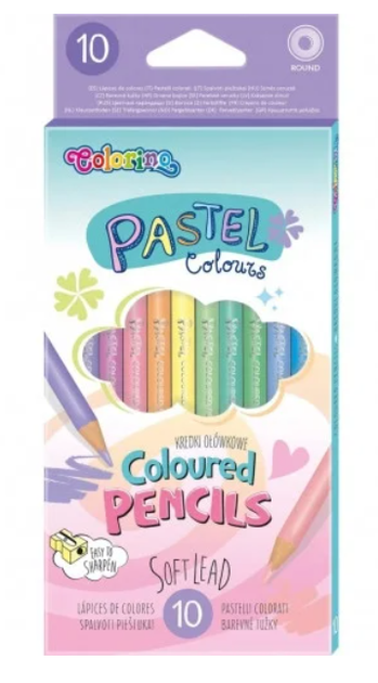 Олівці кольорові круглі 10 кольорів PASTEL  COLORINO /24/