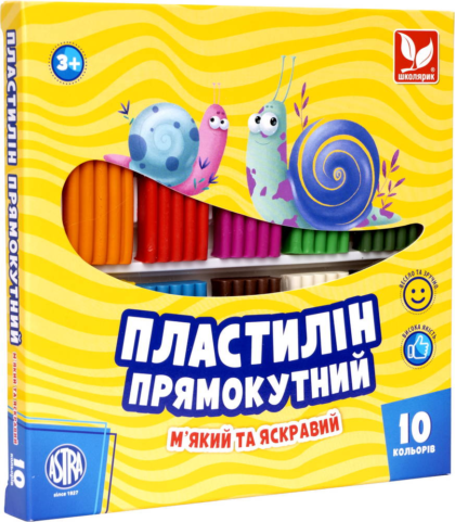 Пластилін прямокутний 10 кольорів